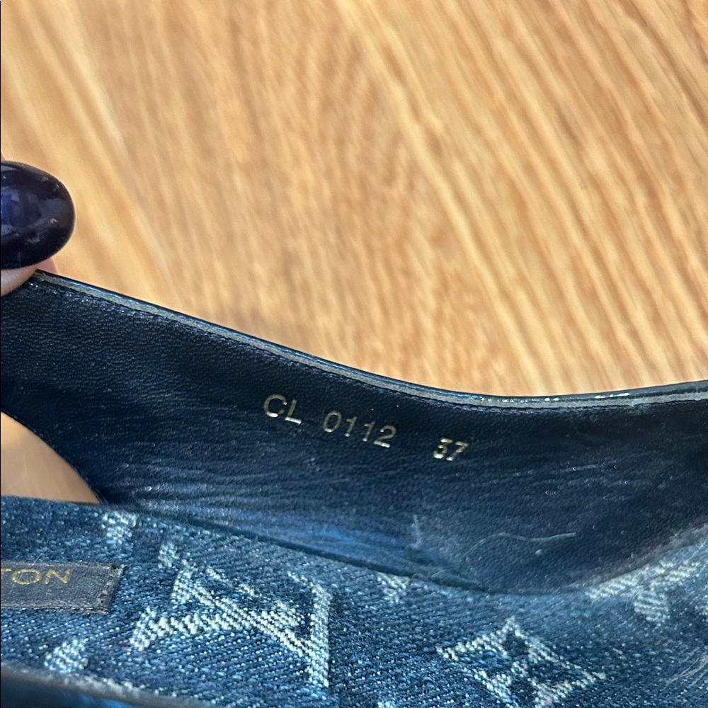 Vintage Louis Vuitton blue denim Wedge Sandals espadrille shoe 37 - Picture 9 of 12